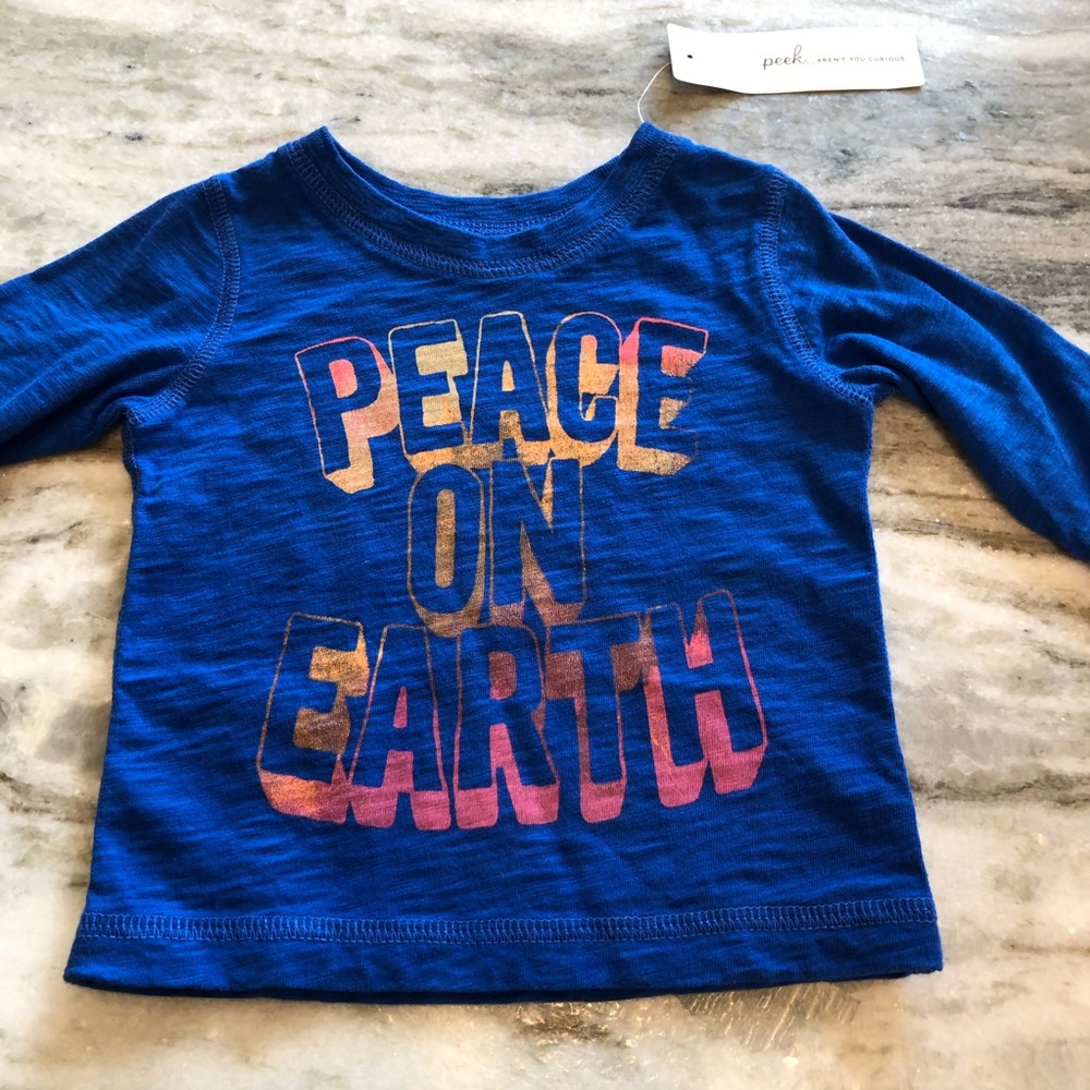 NWT Peek long sleeve peace on earth shirt 3-6 m